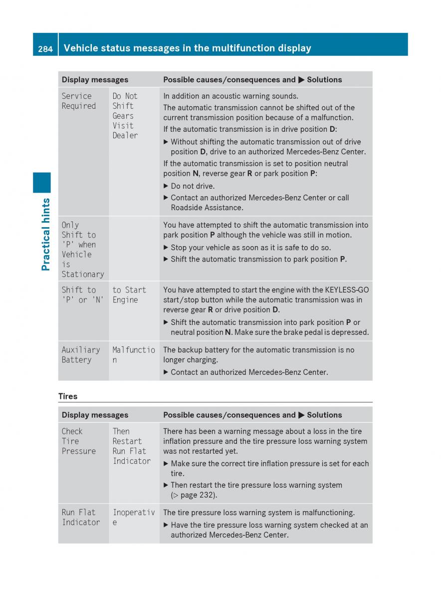 Mercedes Benz E Class W212 2010 owners manual / page 286