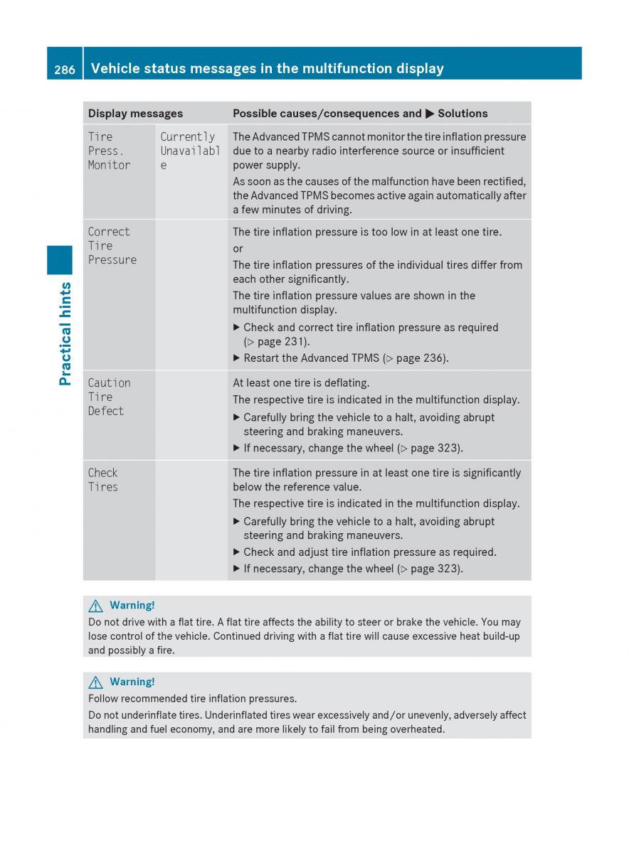 Mercedes Benz E Class W212 2010 owners manual / page 288