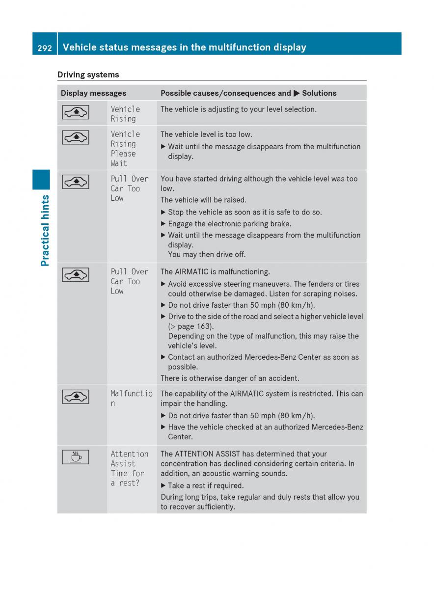 Mercedes Benz E Class W212 2010 owners manual / page 294