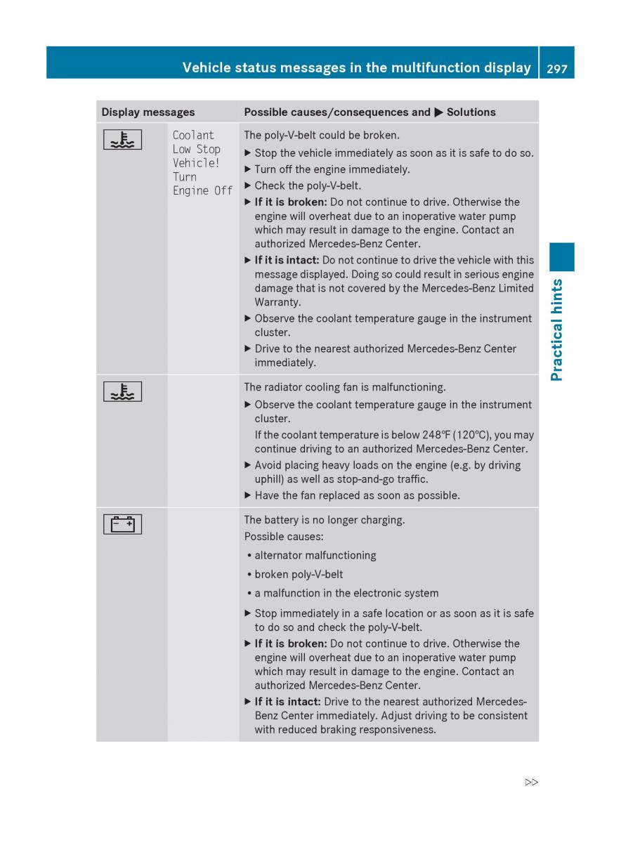 Mercedes Benz E Class W212 2010 owners manual / page 299