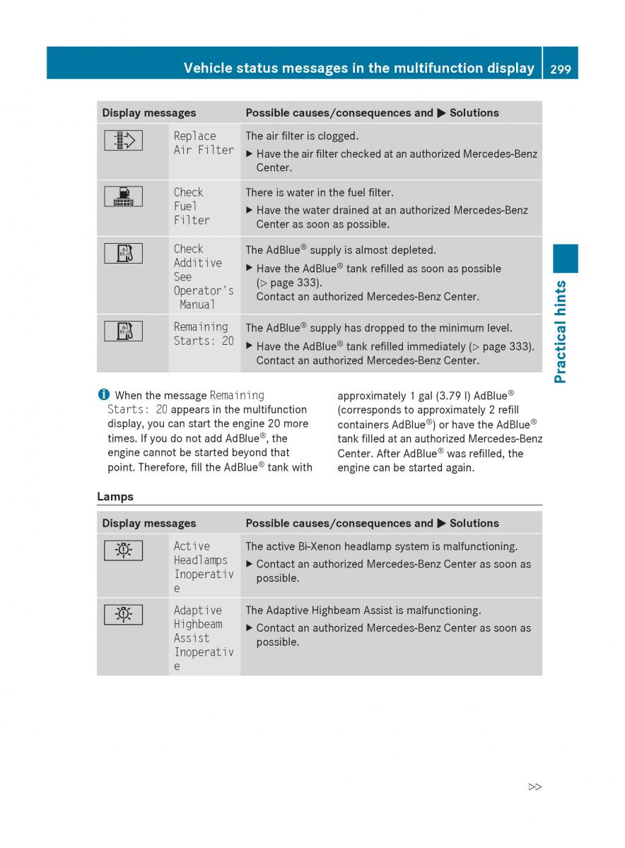 Mercedes Benz E Class W212 2010 owners manual / page 301