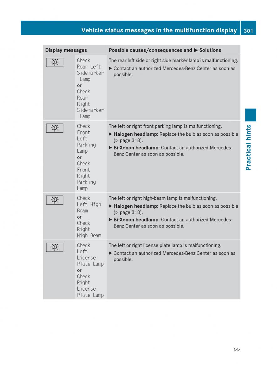 Mercedes Benz E Class W212 2010 owners manual / page 303