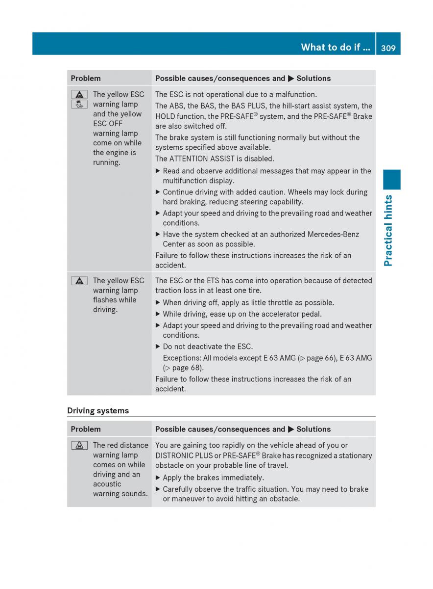 Mercedes Benz E Class W212 2010 owners manual / page 311