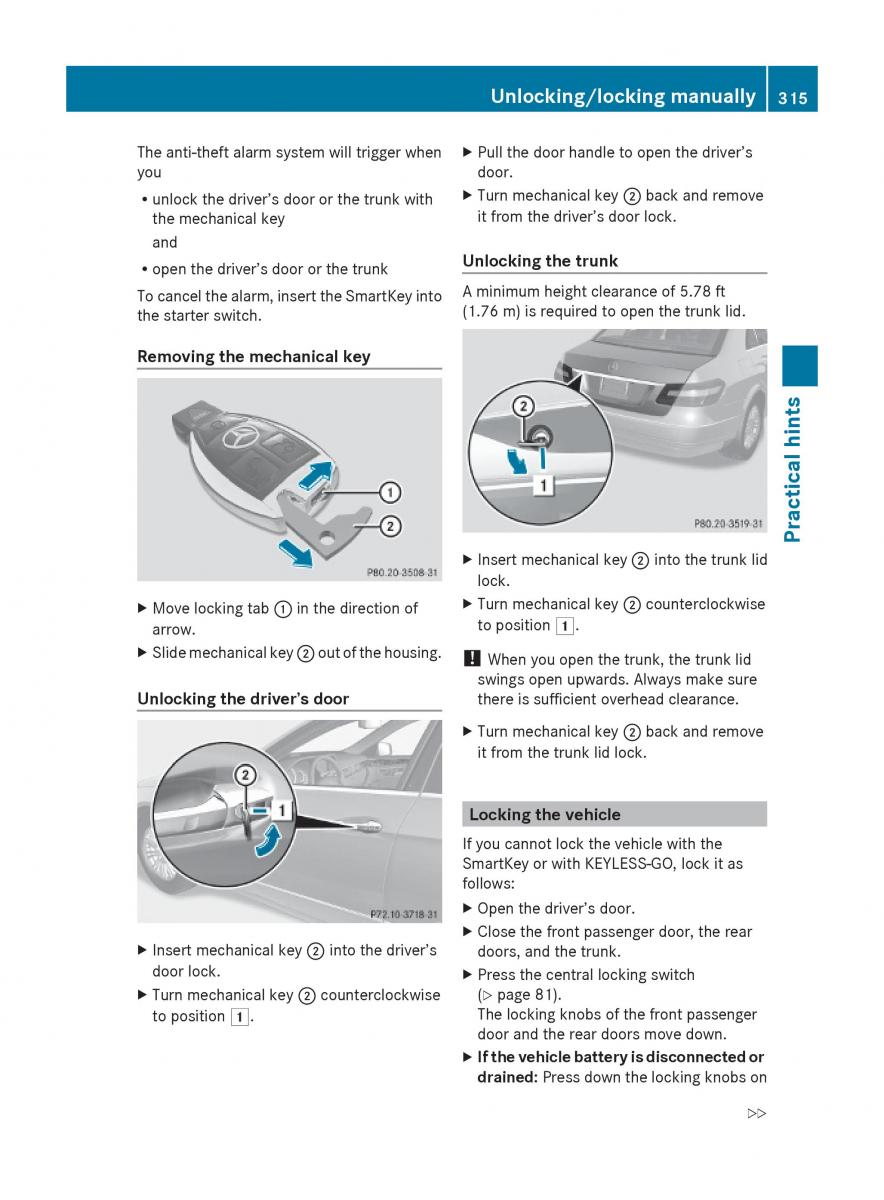 Mercedes Benz E Class W212 2010 owners manual / page 317