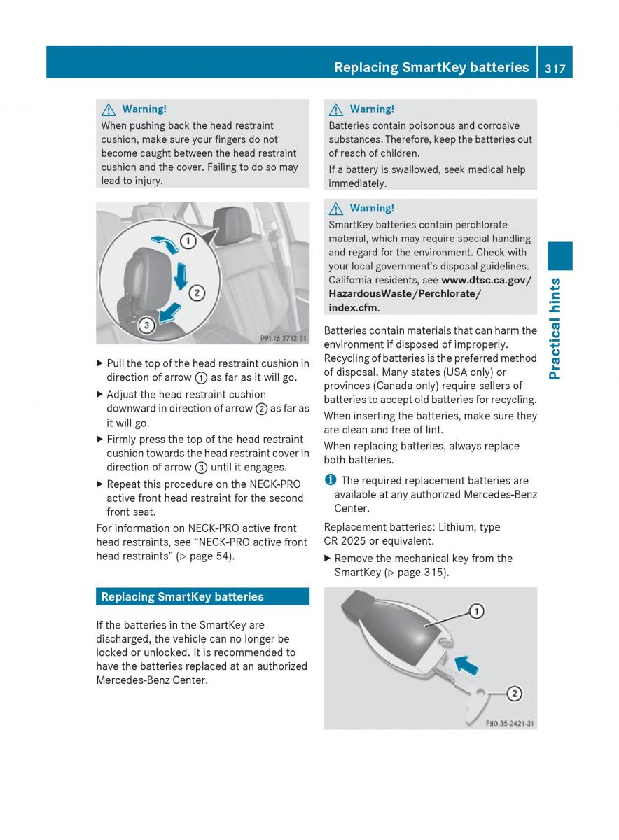 Mercedes Benz E Class W212 2010 owners manual / page 319