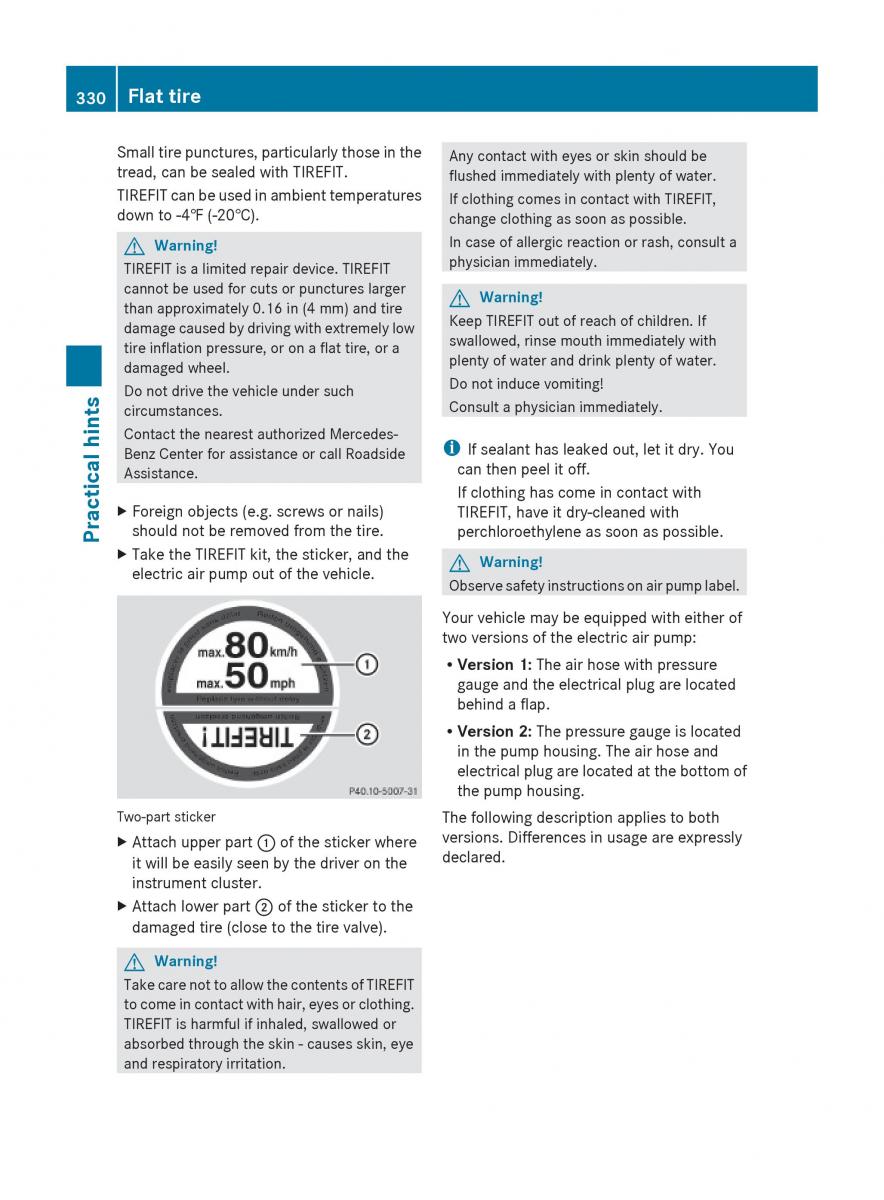 Mercedes Benz E Class W212 2010 owners manual / page 332