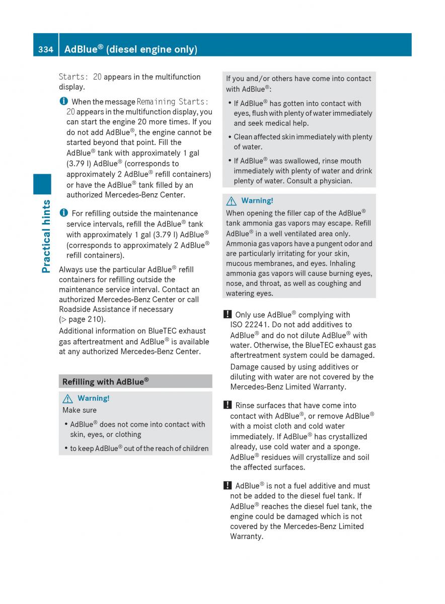 Mercedes Benz E Class W212 2010 owners manual / page 336