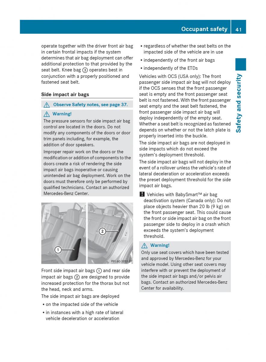 Mercedes Benz E Class W212 2010 owners manual / page 43