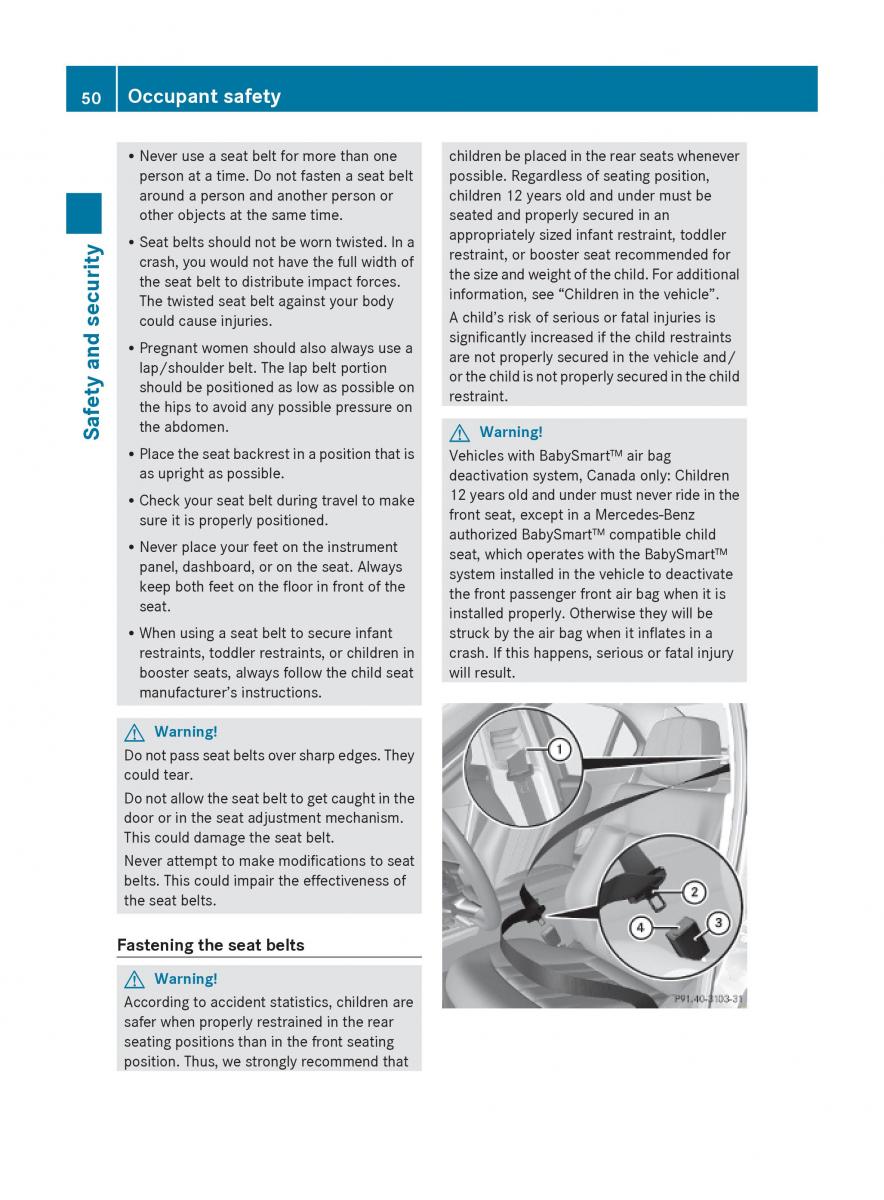 Mercedes Benz E Class W212 2010 owners manual / page 52