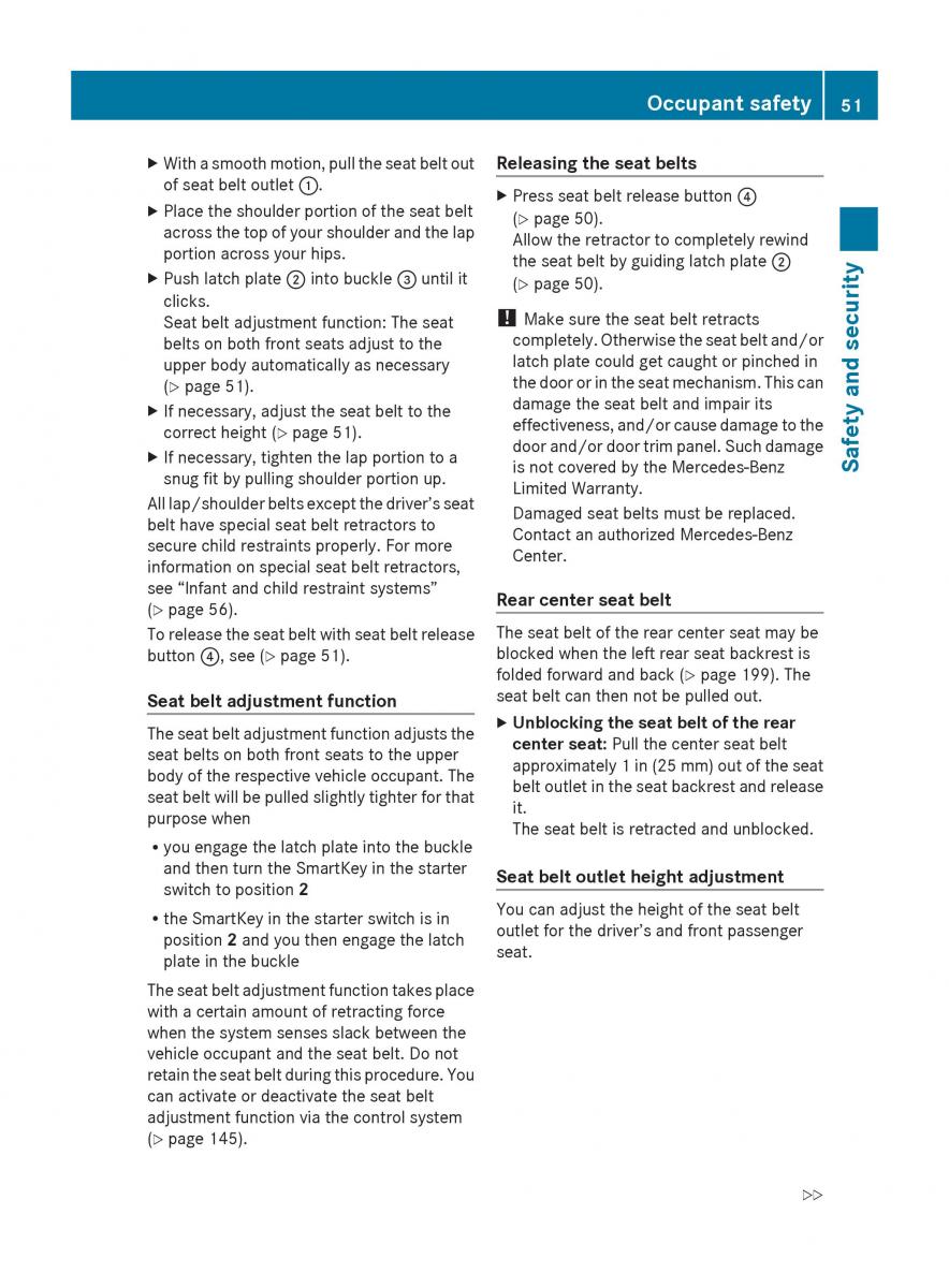 Mercedes Benz E Class W212 2010 owners manual / page 53