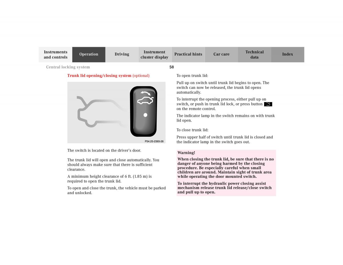 Mercedes Benz CL C215 2000 owners manual / page 61