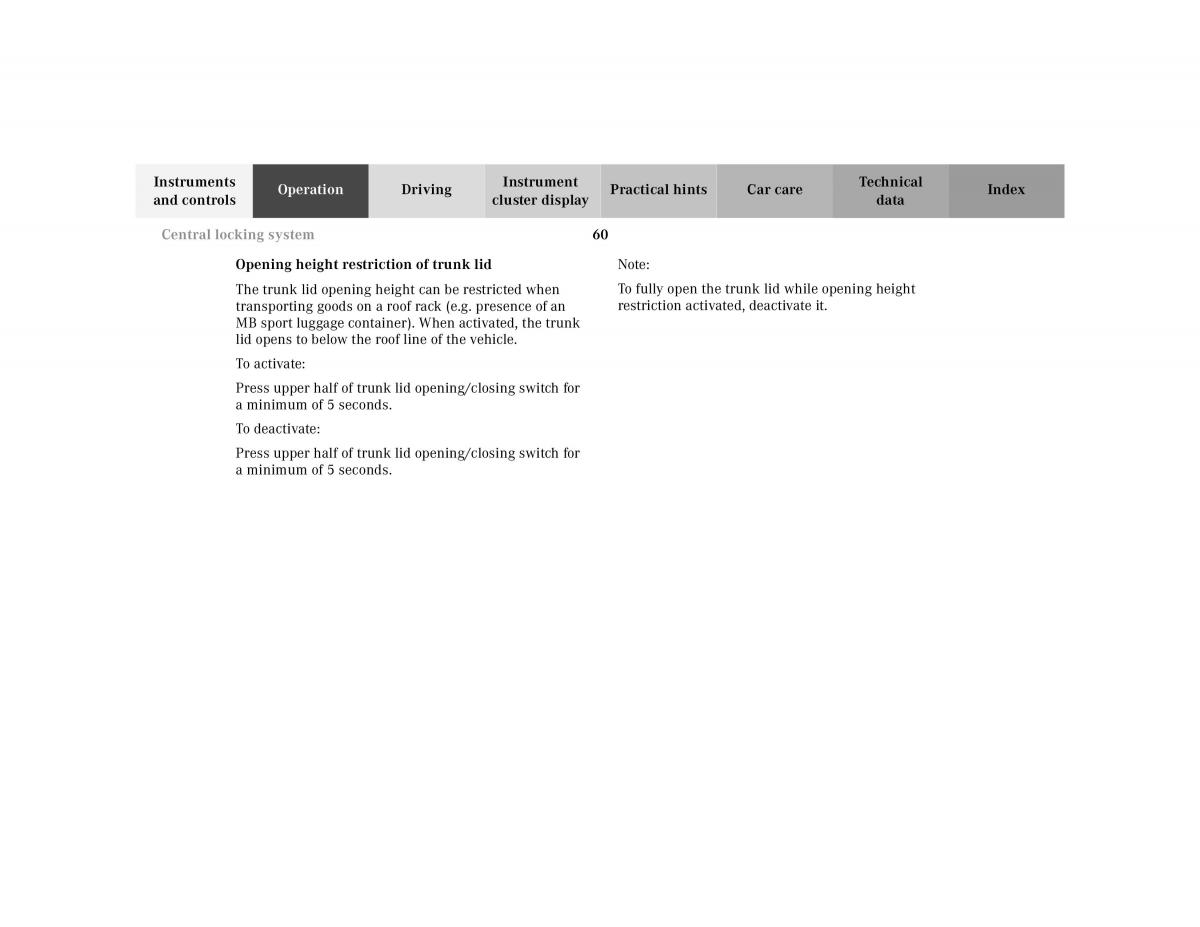 Mercedes Benz CL C215 2000 owners manual / page 63