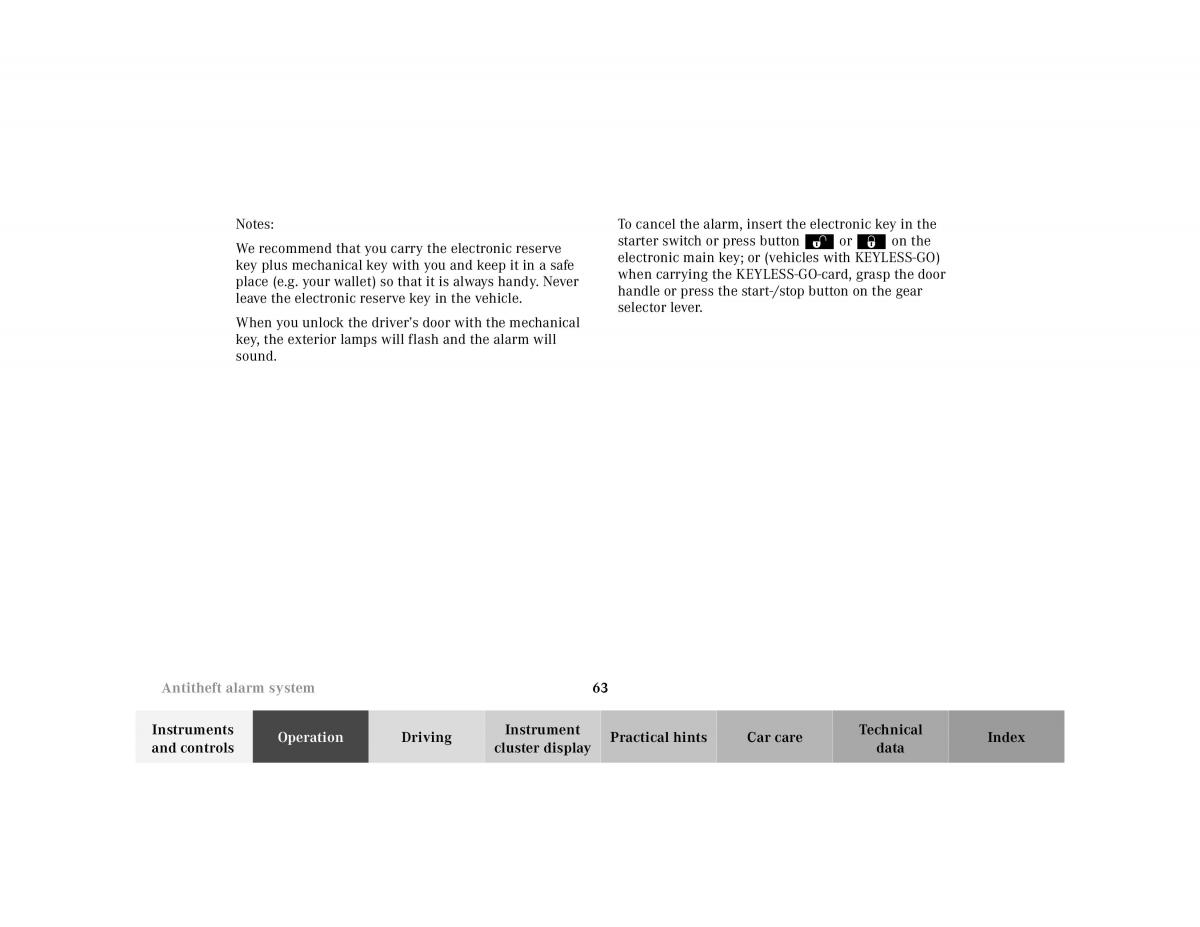 Mercedes Benz CL C215 2000 owners manual / page 66