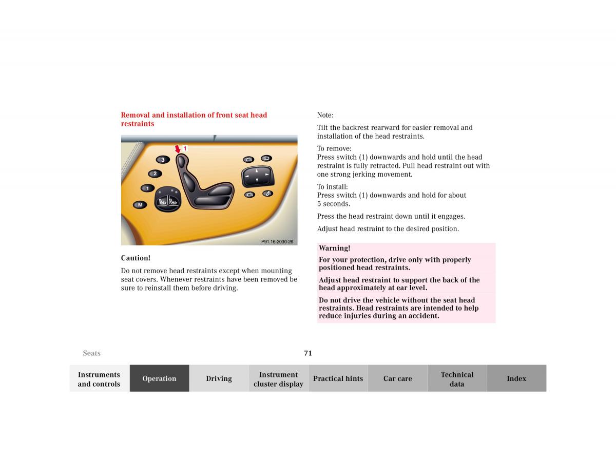 Mercedes Benz CL C215 2000 owners manual / page 74