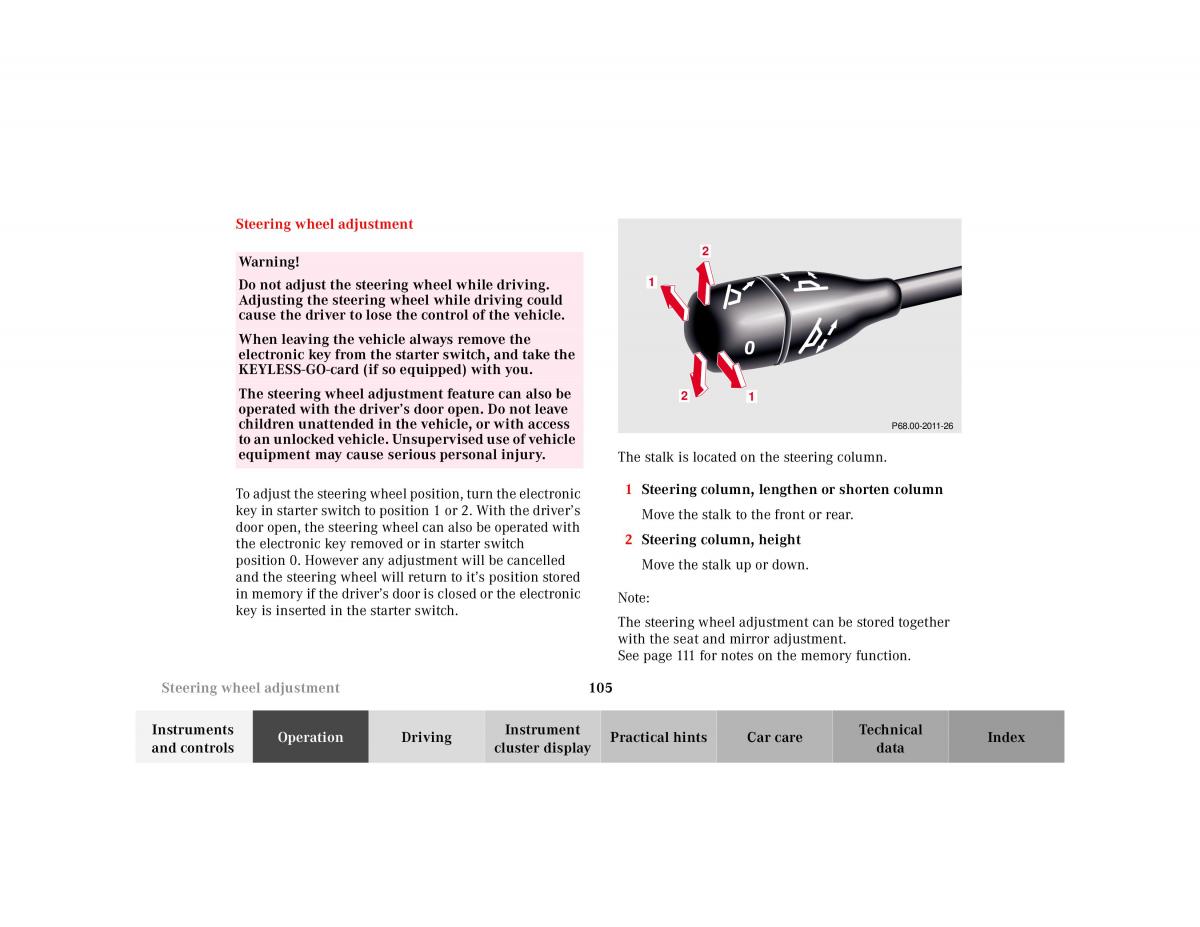 Mercedes Benz CL C215 2000 owners manual / page 108