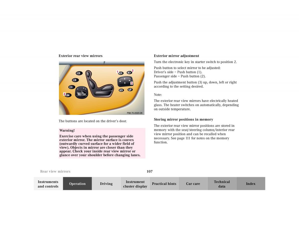 Mercedes Benz CL C215 2000 owners manual / page 110