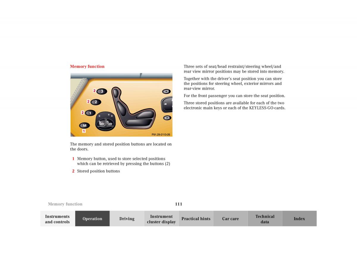 Mercedes Benz CL C215 2000 owners manual / page 114