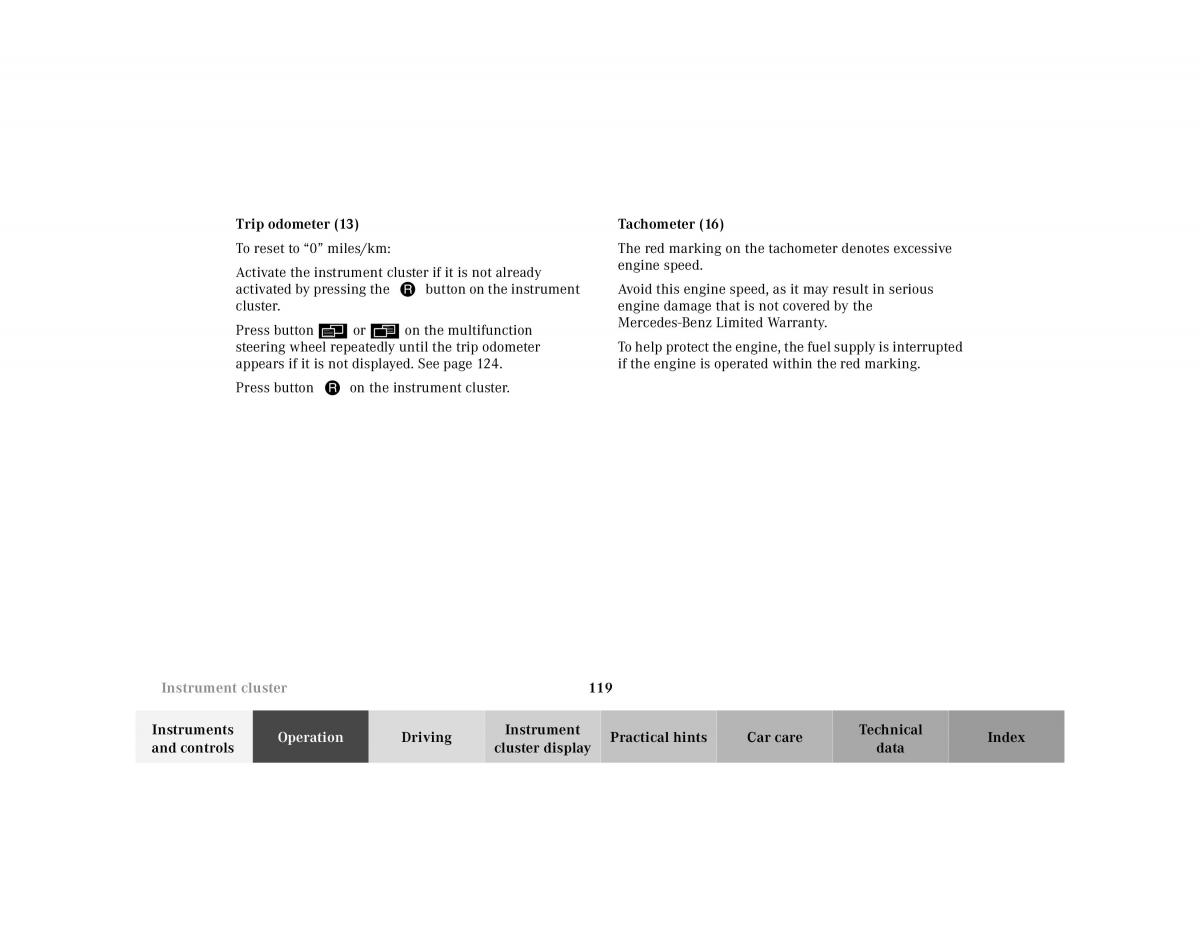 Mercedes Benz CL C215 2000 owners manual / page 122