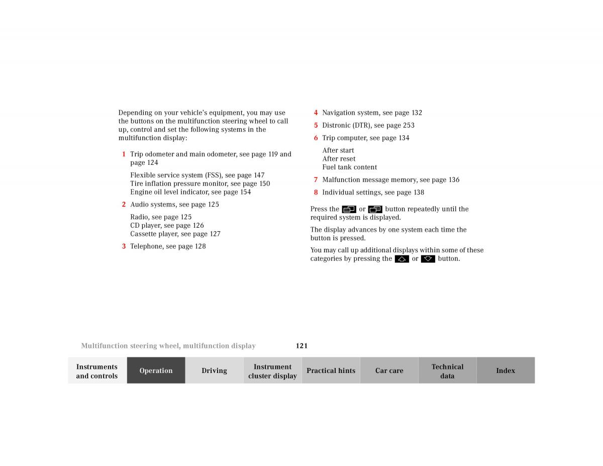 Mercedes Benz CL C215 2000 owners manual / page 124