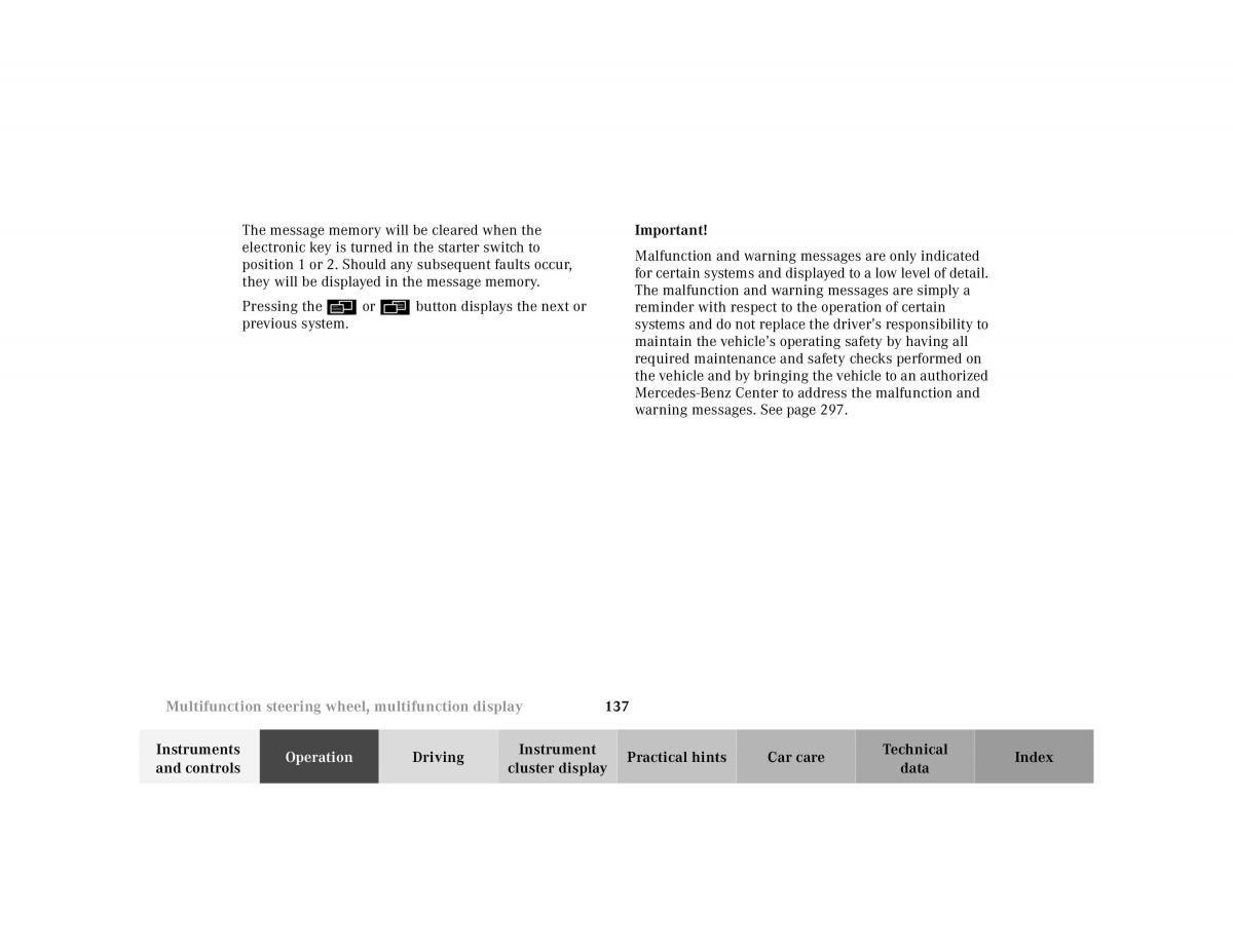 Mercedes Benz CL C215 2000 owners manual / page 140