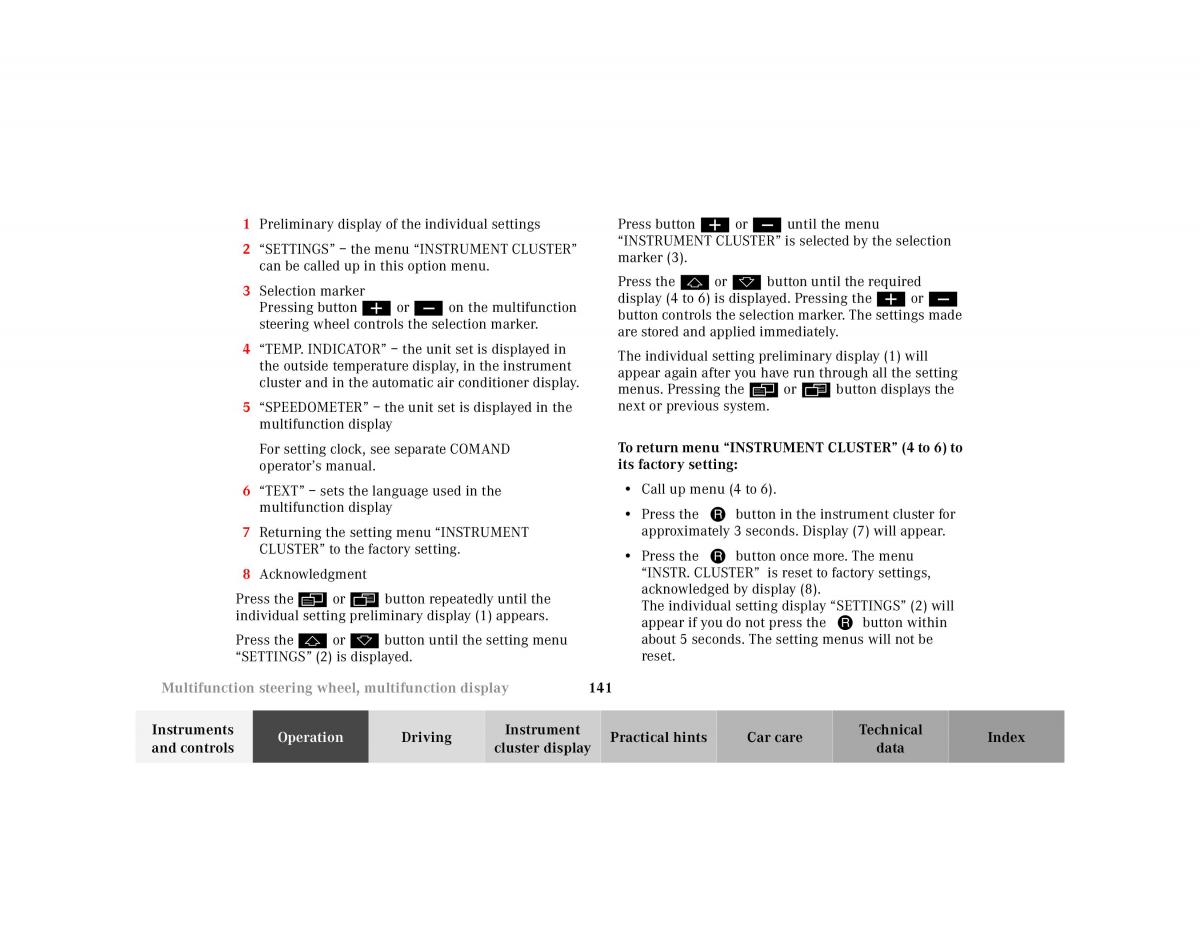 Mercedes Benz CL C215 2000 owners manual / page 144