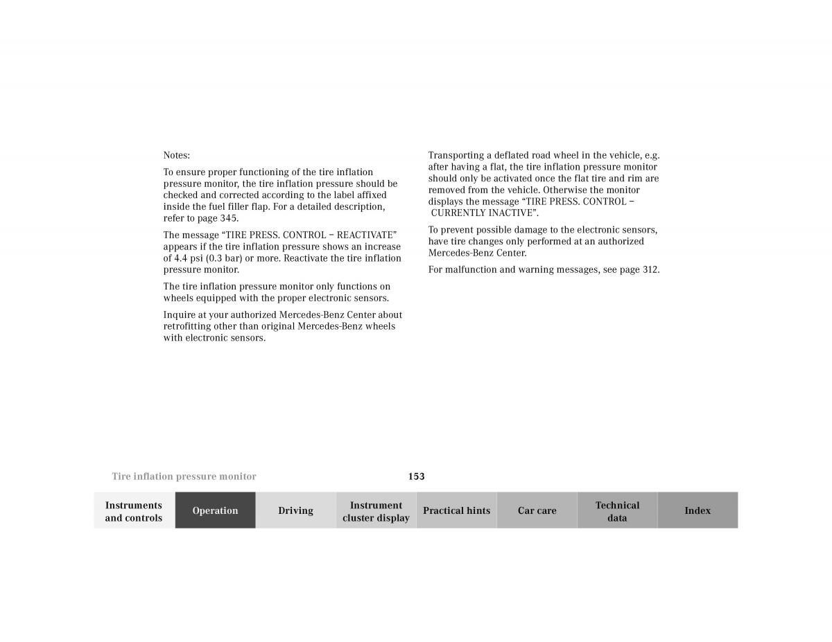 Mercedes Benz CL C215 2000 owners manual / page 156