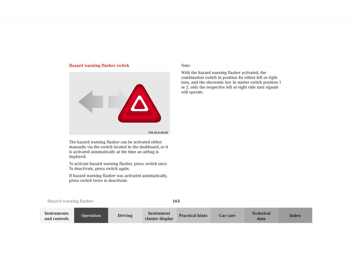 Mercedes Benz CL C215 2000 owners manual / page 166