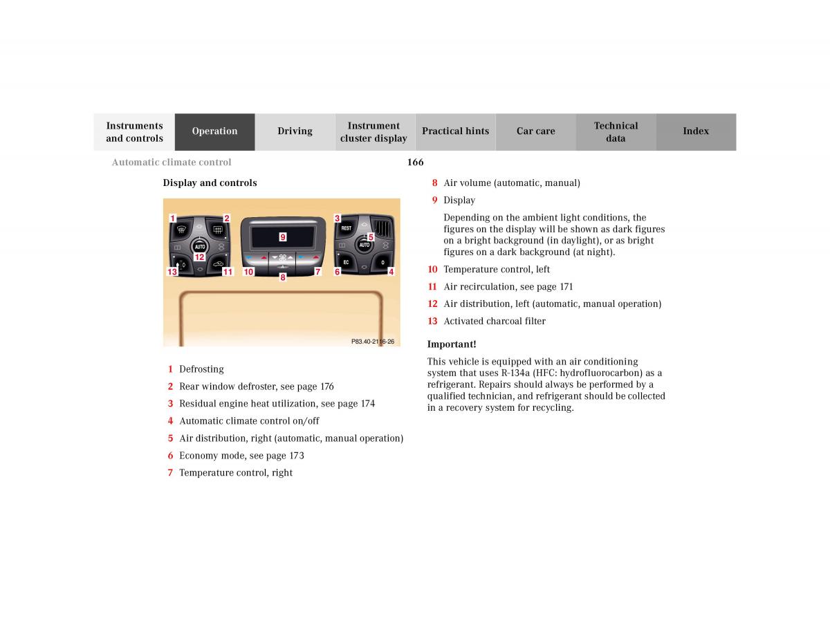 Mercedes Benz CL C215 2000 owners manual / page 169