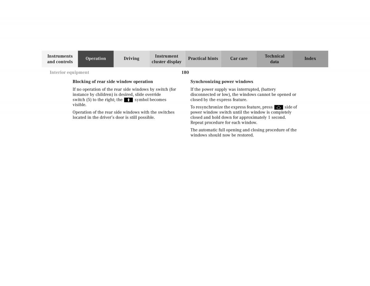 Mercedes Benz CL C215 2000 owners manual / page 183