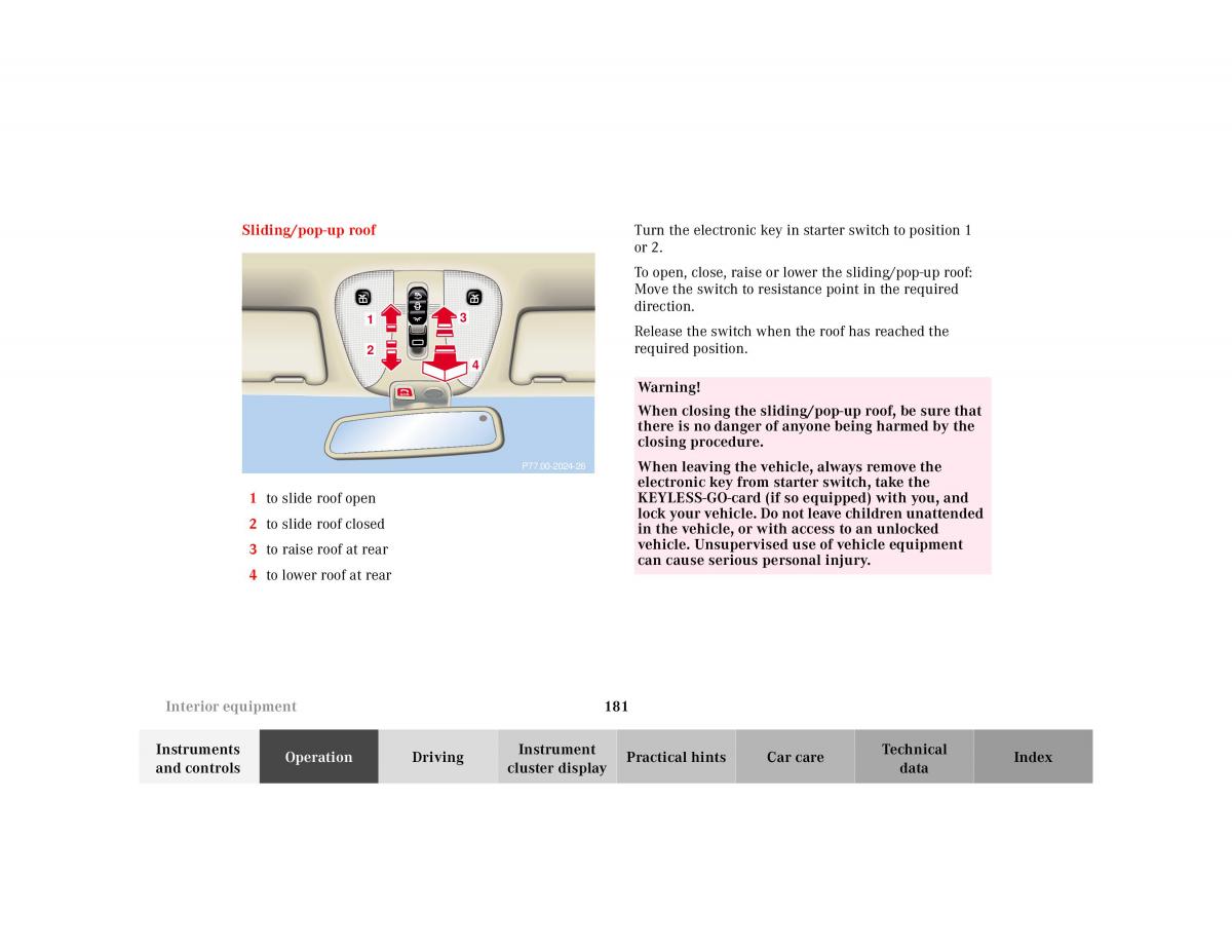 Mercedes Benz CL C215 2000 owners manual / page 184