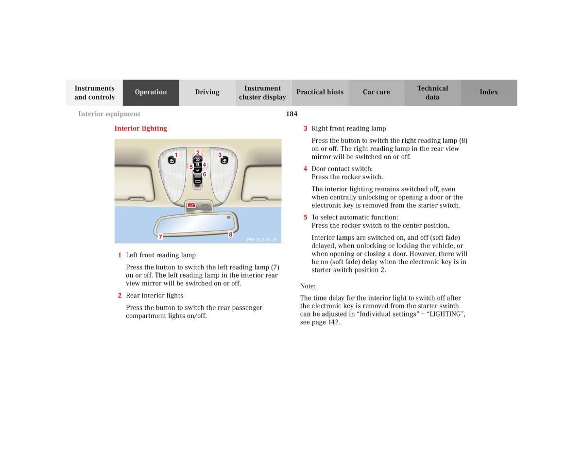 Mercedes Benz CL C215 2000 owners manual / page 187