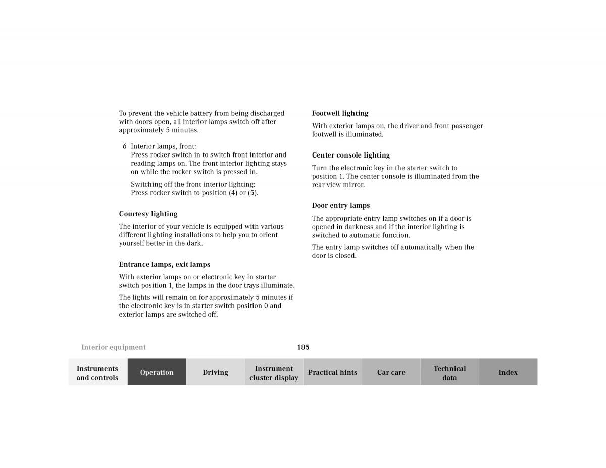 Mercedes Benz CL C215 2000 owners manual / page 188