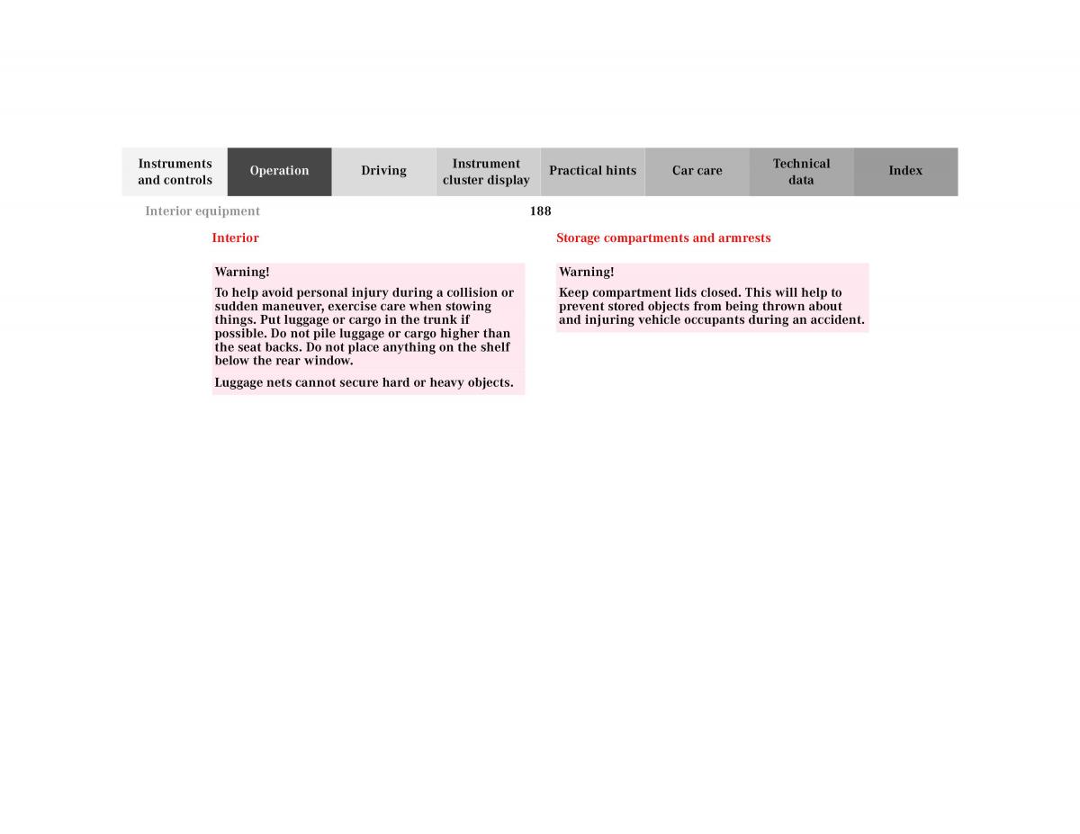 Mercedes Benz CL C215 2000 owners manual / page 191