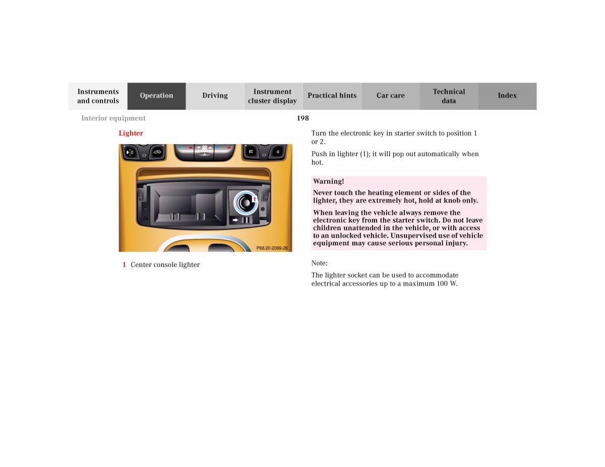 Mercedes Benz CL C215 2000 owners manual / page 201