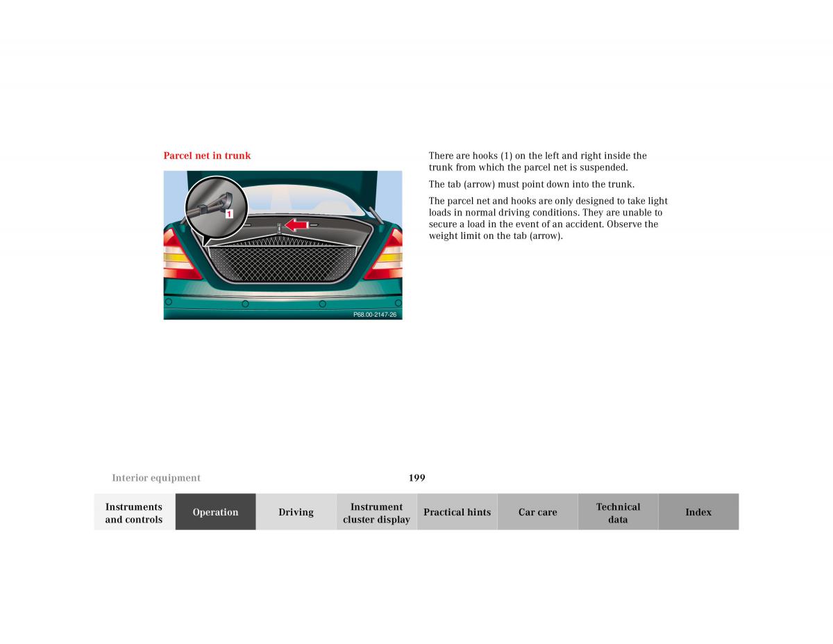 Mercedes Benz CL C215 2000 owners manual / page 202