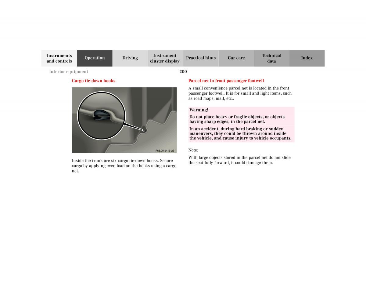 Mercedes Benz CL C215 2000 owners manual / page 203