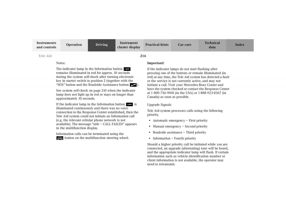 Mercedes Benz CL C215 2000 owners manual / page 221