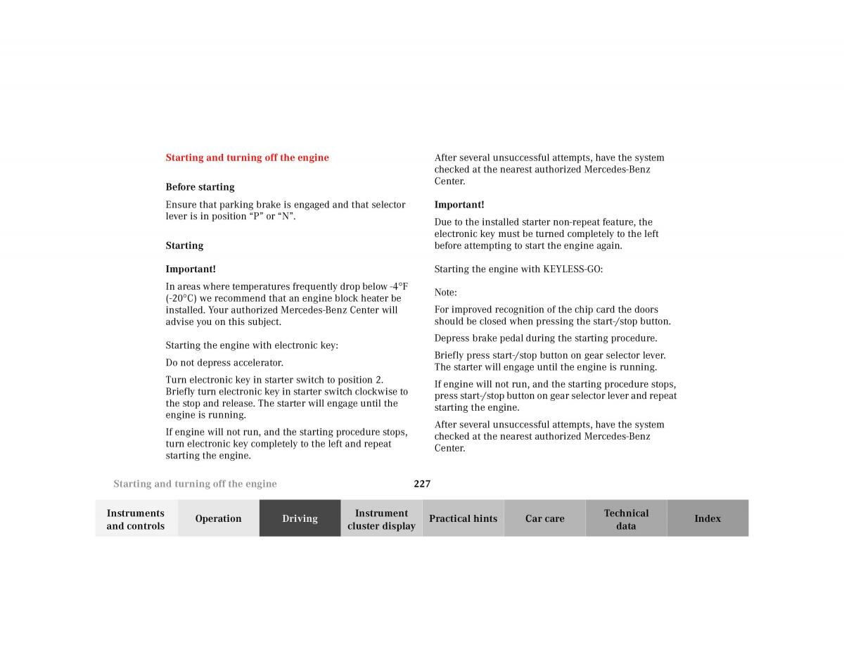 Mercedes Benz CL C215 2000 owners manual / page 232