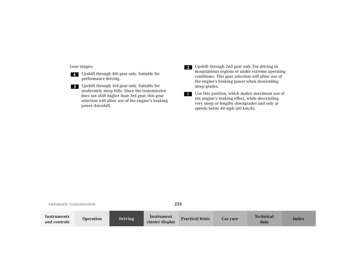 Mercedes Benz CL C215 2000 owners manual / page 240