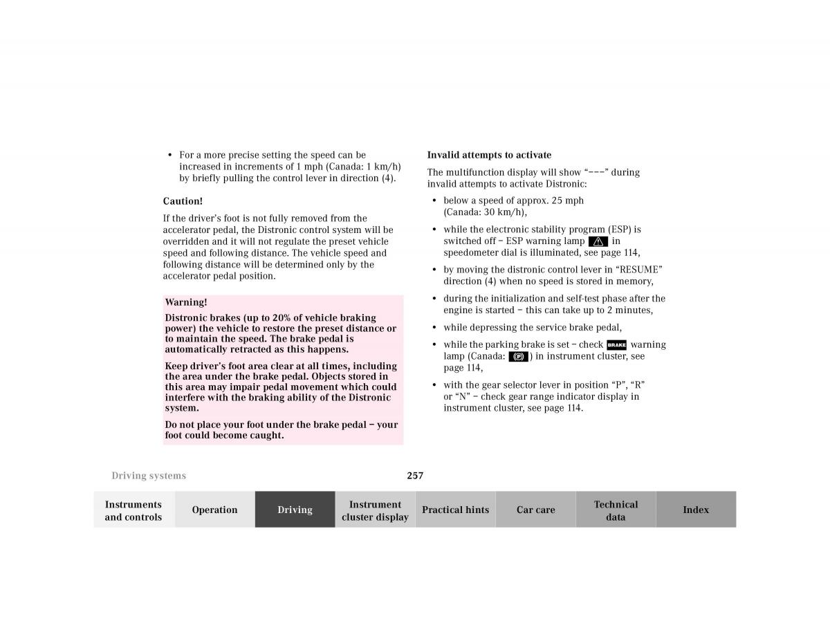 Mercedes Benz CL C215 2000 owners manual / page 262