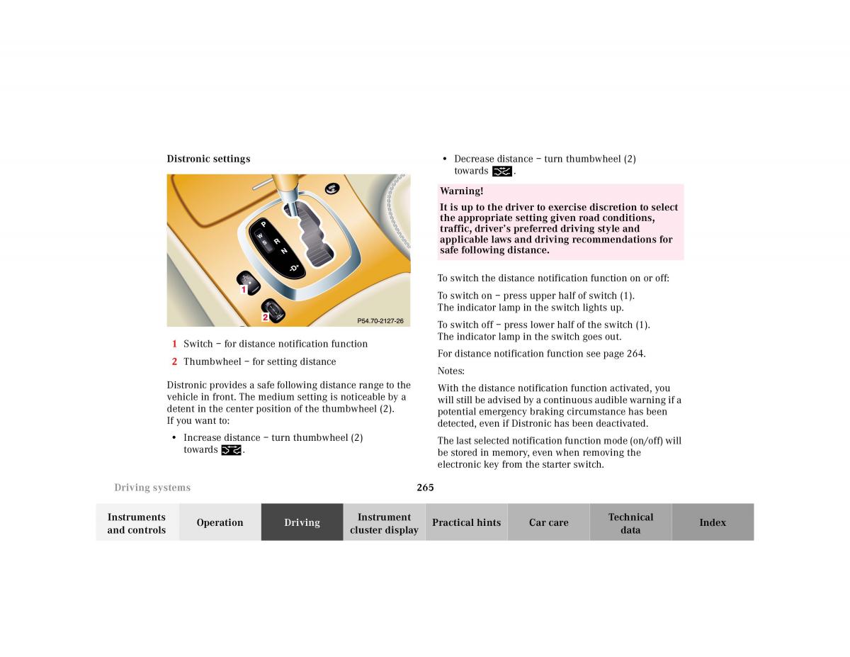 Mercedes Benz CL C215 2000 owners manual / page 270