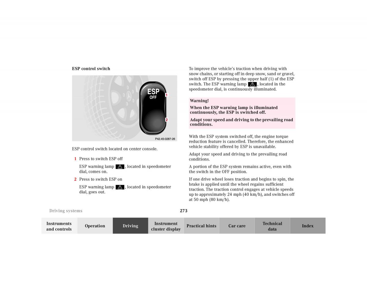 Mercedes Benz CL C215 2000 owners manual / page 278