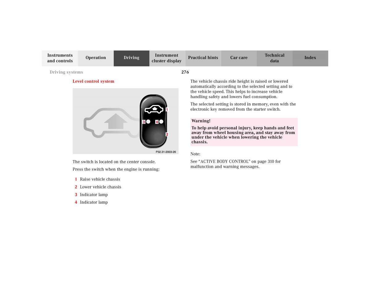 Mercedes Benz CL C215 2000 owners manual / page 281