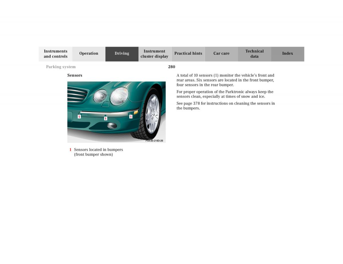 Mercedes Benz CL C215 2000 owners manual / page 285