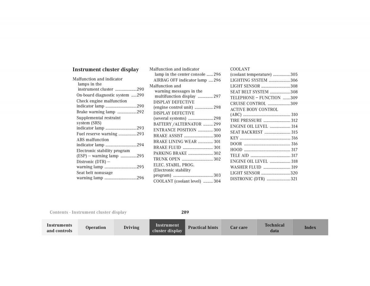 Mercedes Benz CL C215 2000 owners manual / page 295