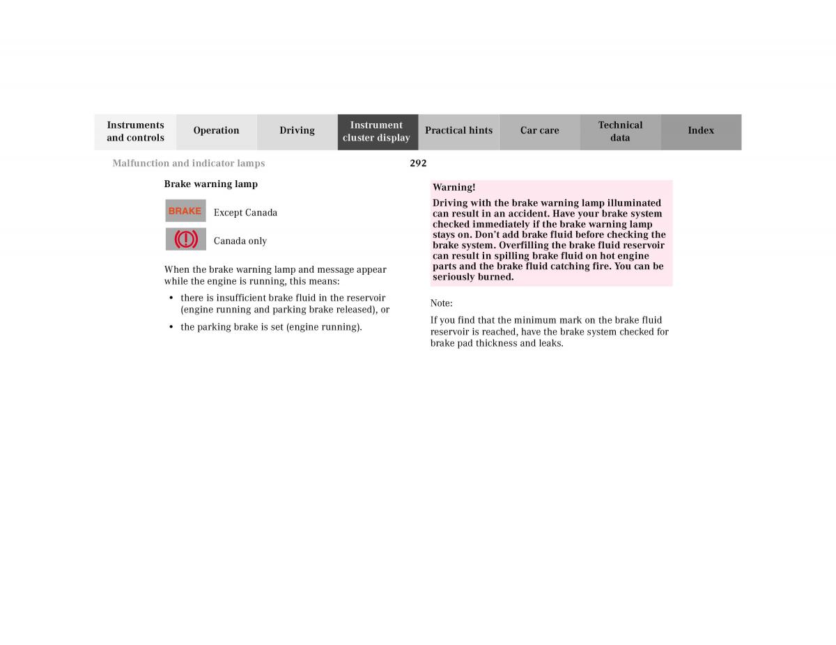 Mercedes Benz CL C215 2000 owners manual / page 298