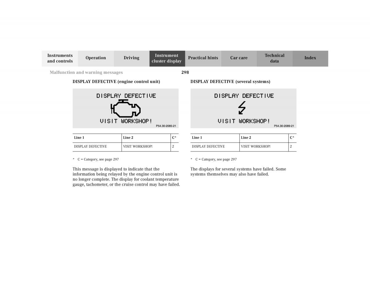 Mercedes Benz CL C215 2000 owners manual / page 304