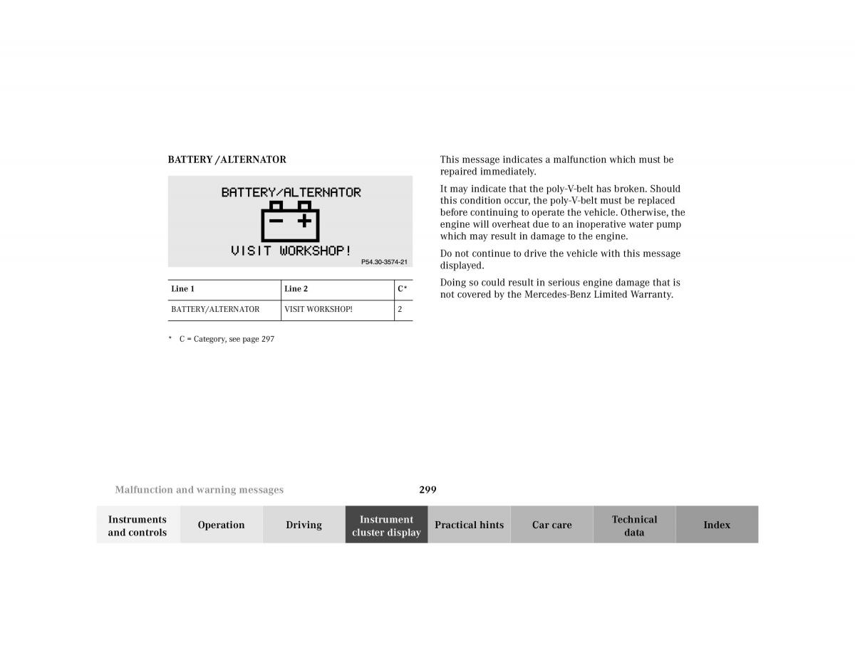 Mercedes Benz CL C215 2000 owners manual / page 305