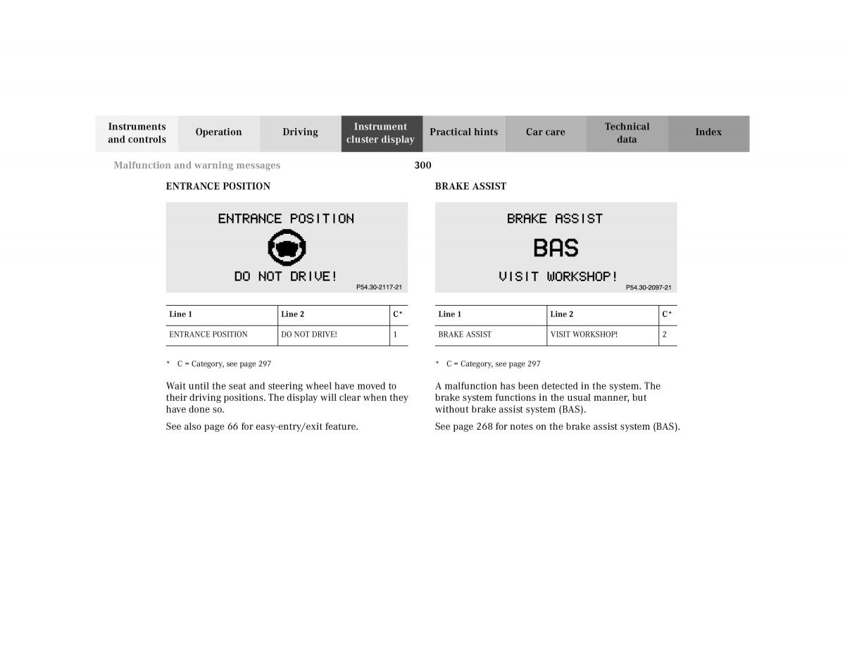 Mercedes Benz CL C215 2000 owners manual / page 306