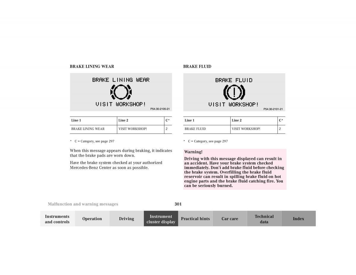 Mercedes Benz CL C215 2000 owners manual / page 307